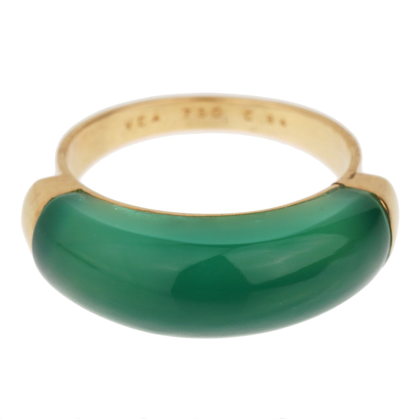 Vathtn Clthteef & Arpels Chrysoprase Vintage Yellow Gold Ring