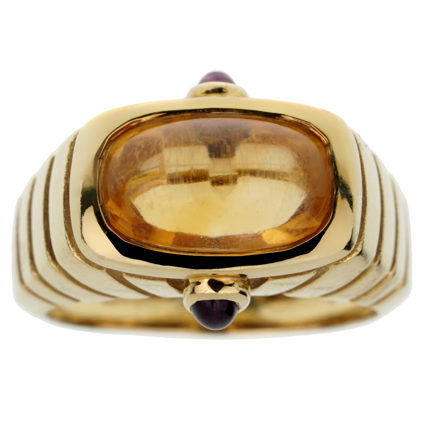 Vathtn Clthteef & Arpels Citrine Amethyst Yellow Gold Cocktail Ring