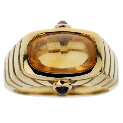 Vathtn Clthteef & Arpels Citrine Amethyst Yellow Gold Cocktail Ring