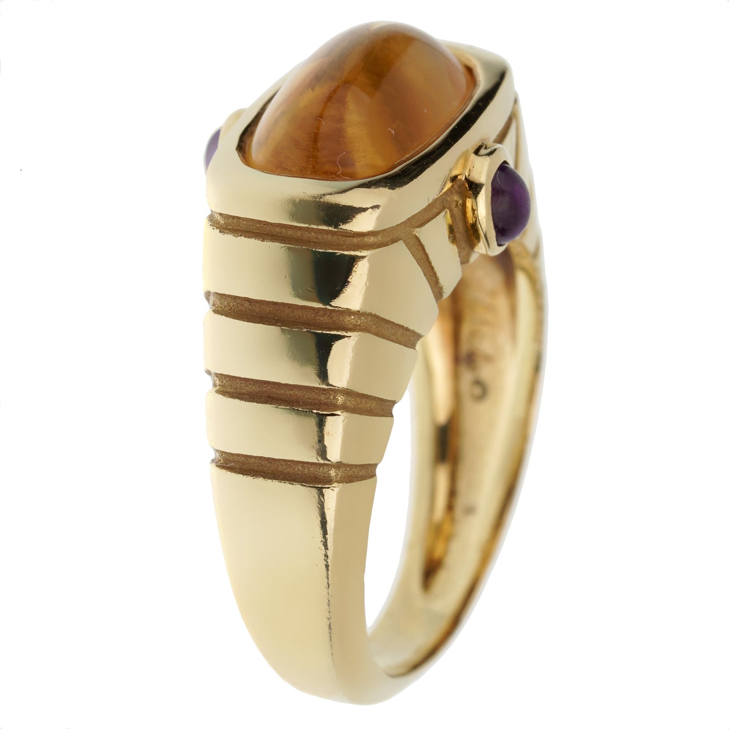 Vathtn Clthteef & Arpels Citrine Amethyst Yellow Gold Cocktail Ring