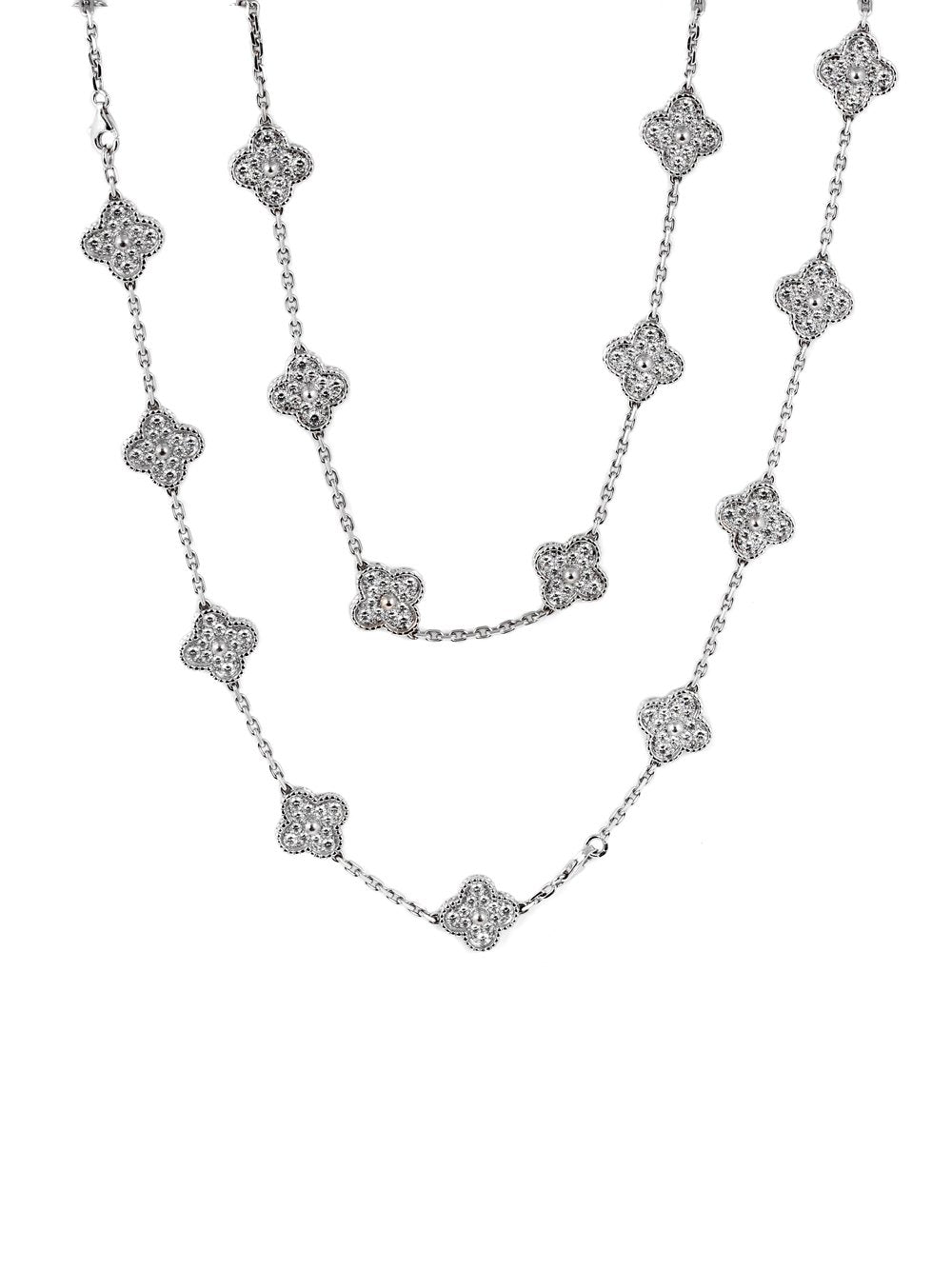 Vathtn Clthteef & Arpels Diamond Alhambra Necklace and Bracelet