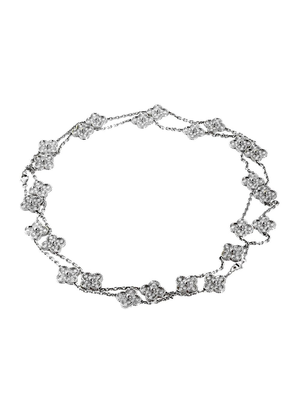 Vathtn Clthteef & Arpels Diamond Alhambra Necklace and Bracelet