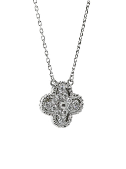Vathtn Clthteef & Arpels Diamond Alhambra Necklace White Gold