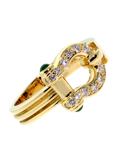Vathtn Clthteef & Arpels Diamond & Emerald Ring in Yellow Gold
