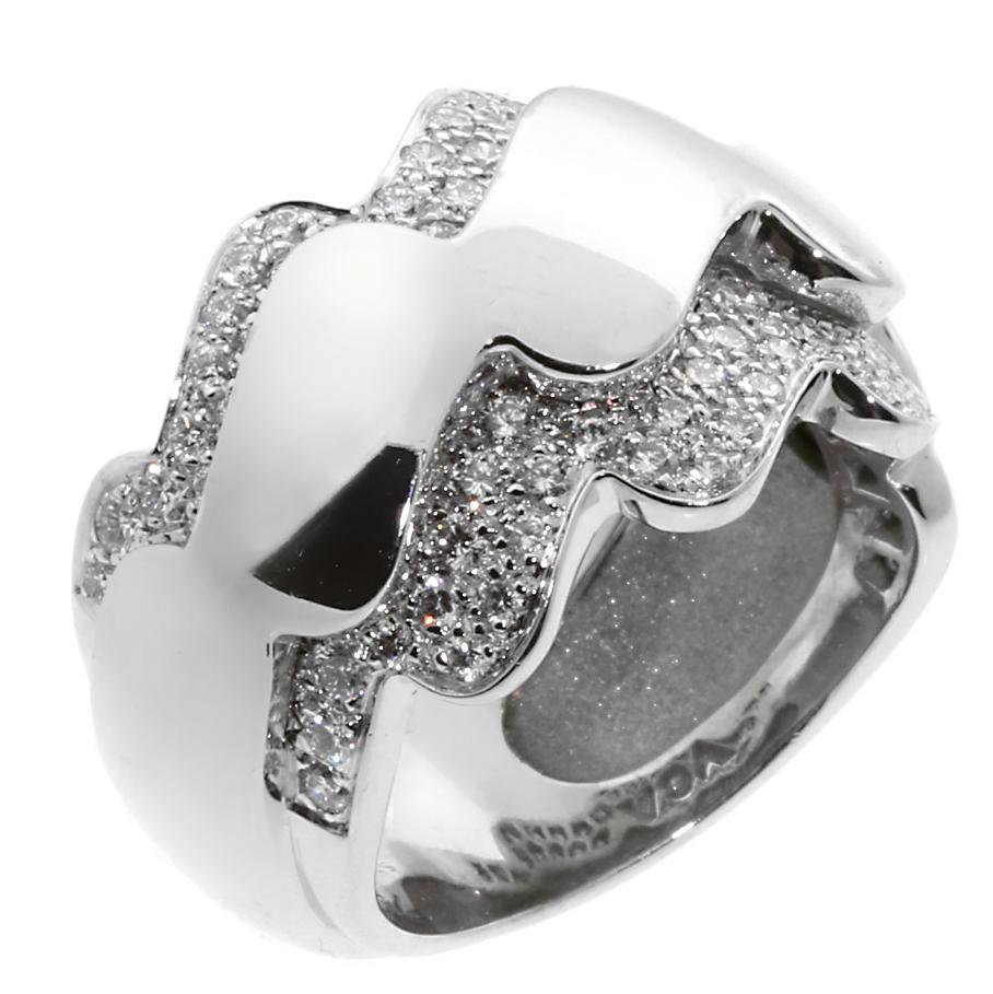 Vathtn Clthteef & Arpels Diamond White Gold Wave Ring