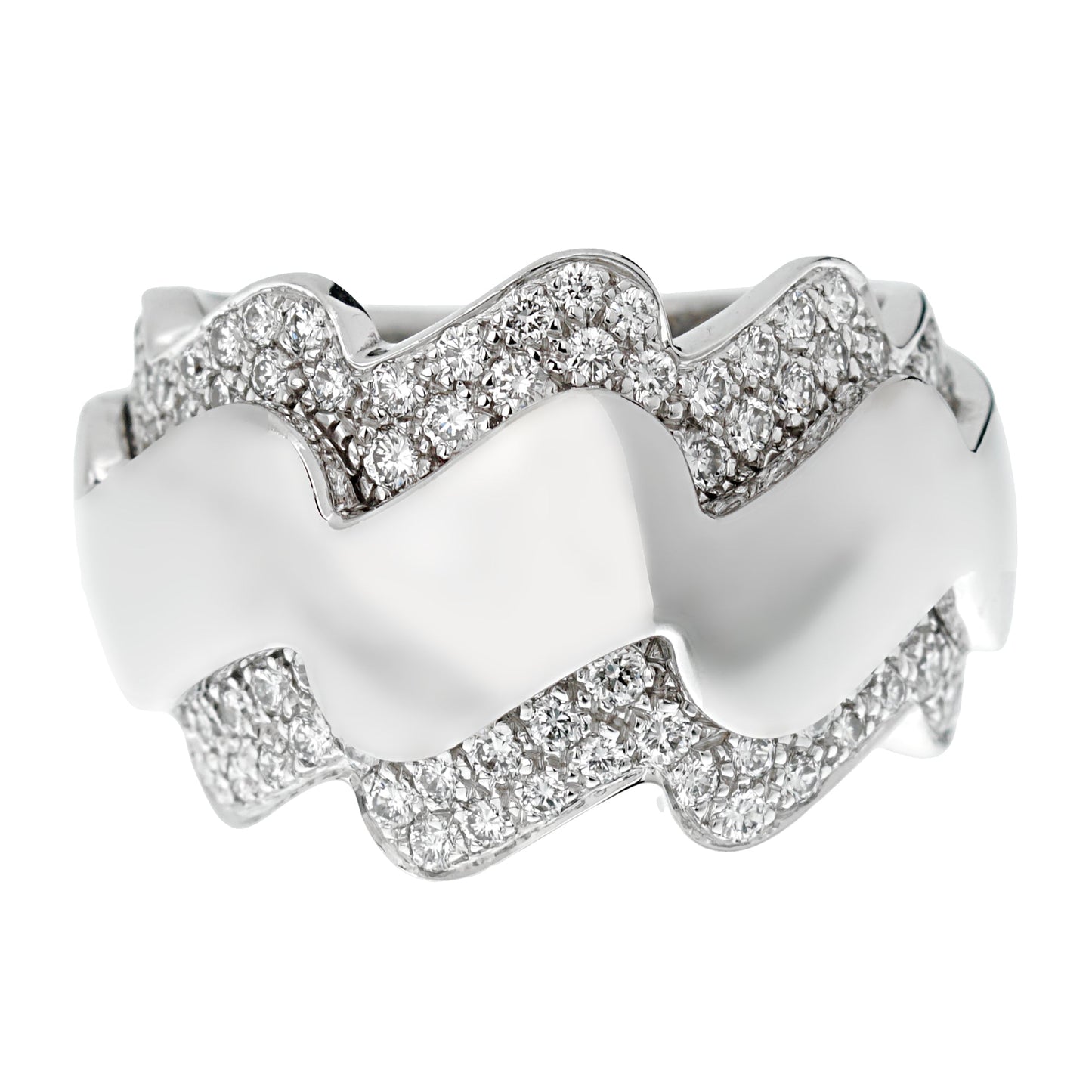 Vathtn Clthteef & Arpels Diamond White Gold Wave Ring