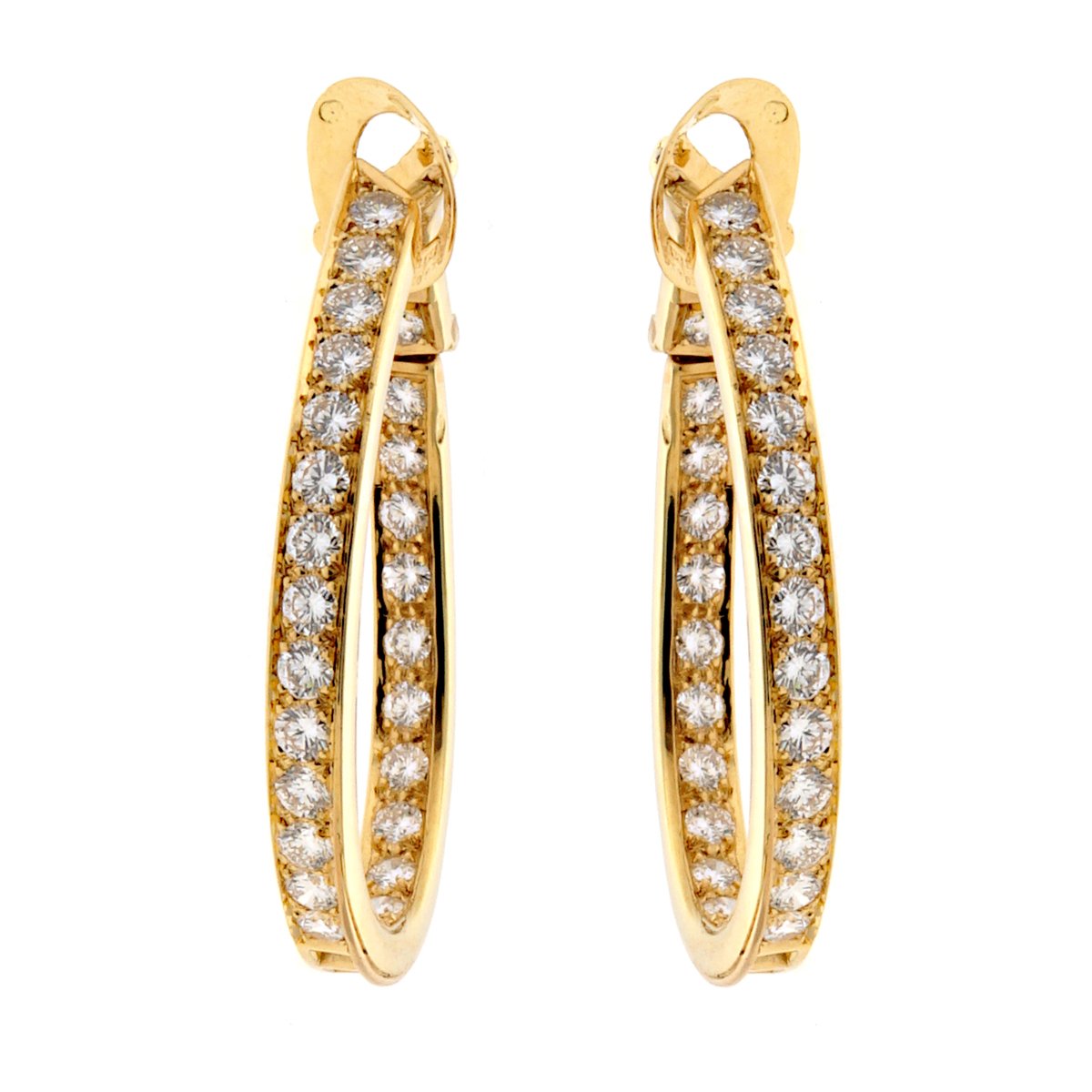 Vathtn Clthteef Arpels Diamond Hoop 18k Yellow Gold Earrings