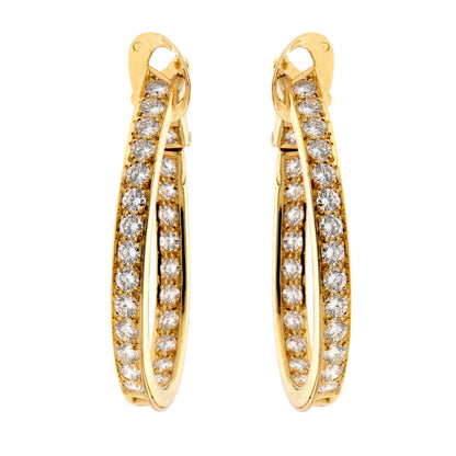 Vathtn Clthteef Arpels Diamond Hoop 18k Yellow Gold Earrings