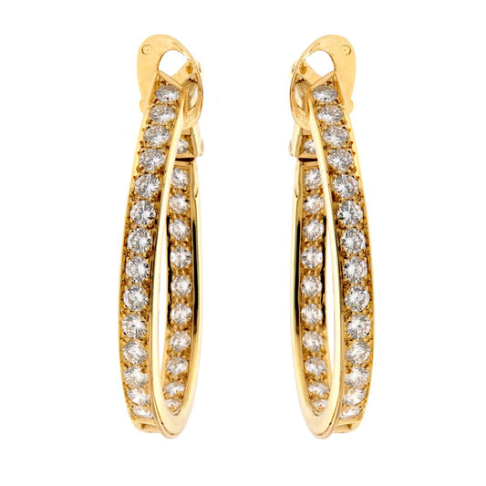Vathtn Clthteef Arpels Diamond Hoop 18k Yellow Gold Earrings