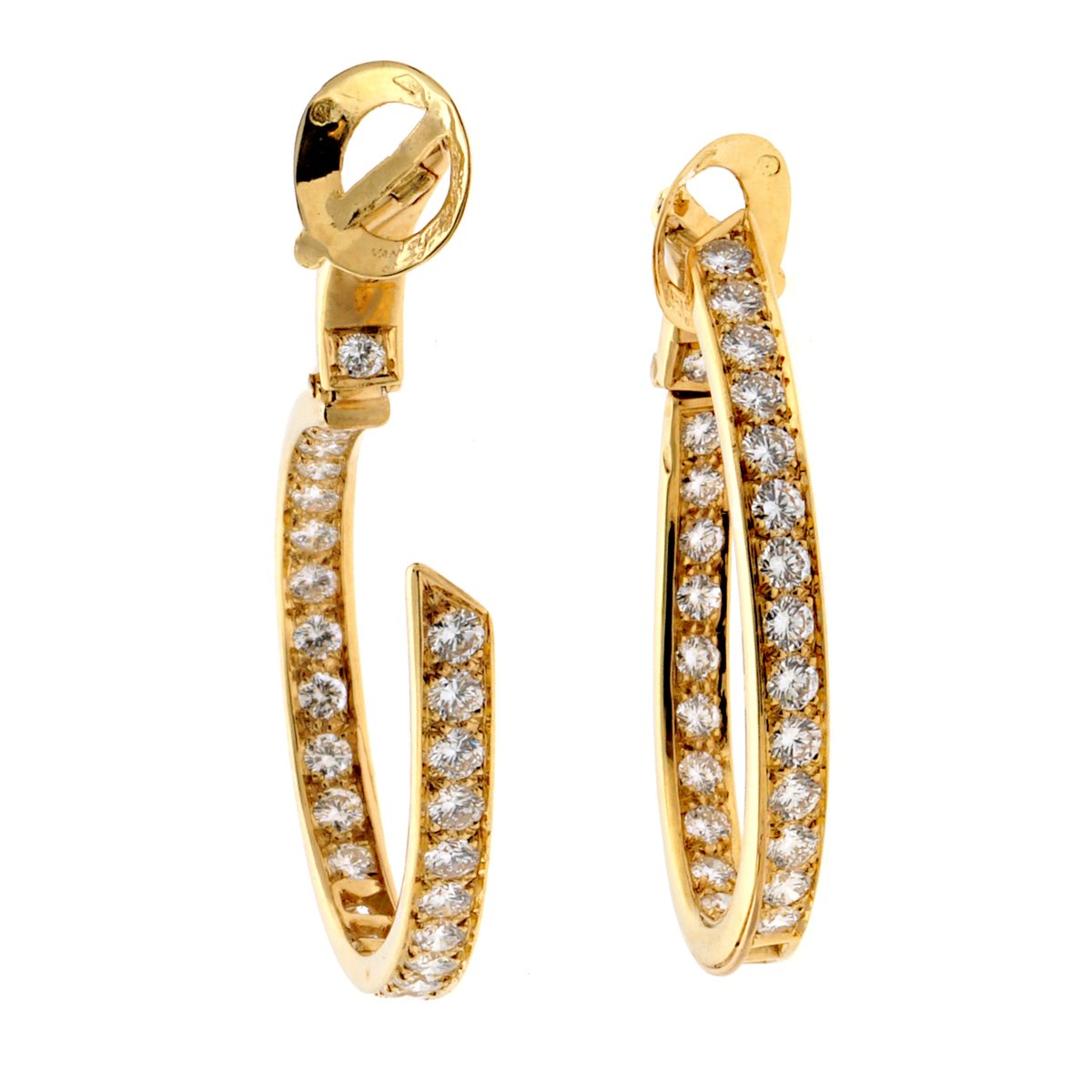 Vathtn Clthteef Arpels Diamond Hoop 18k Yellow Gold Earrings