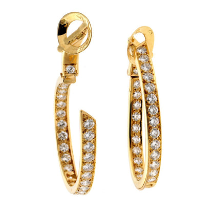 Vathtn Clthteef Arpels Diamond Hoop 18k Yellow Gold Earrings