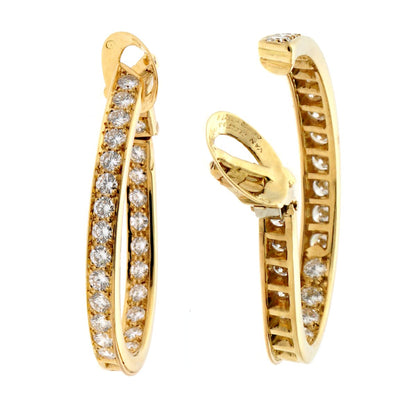 Vathtn Clthteef Arpels Diamond Hoop 18k Yellow Gold Earrings