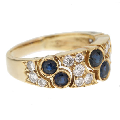 Vathtn Clthteef & Arpels Diamond Sapphire 18k Yellow Gold Band Ring