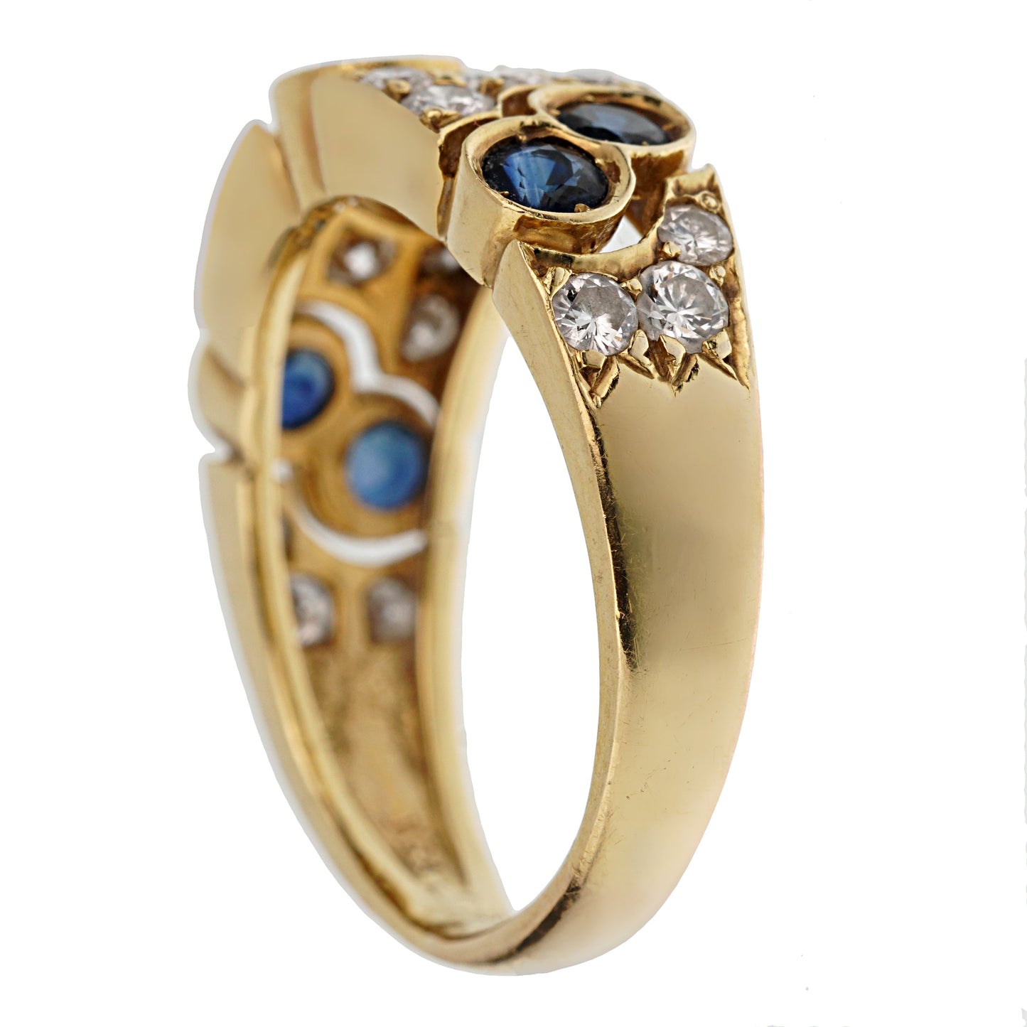 Vathtn Clthteef & Arpels Diamond Sapphire 18k Yellow Gold Band Ring