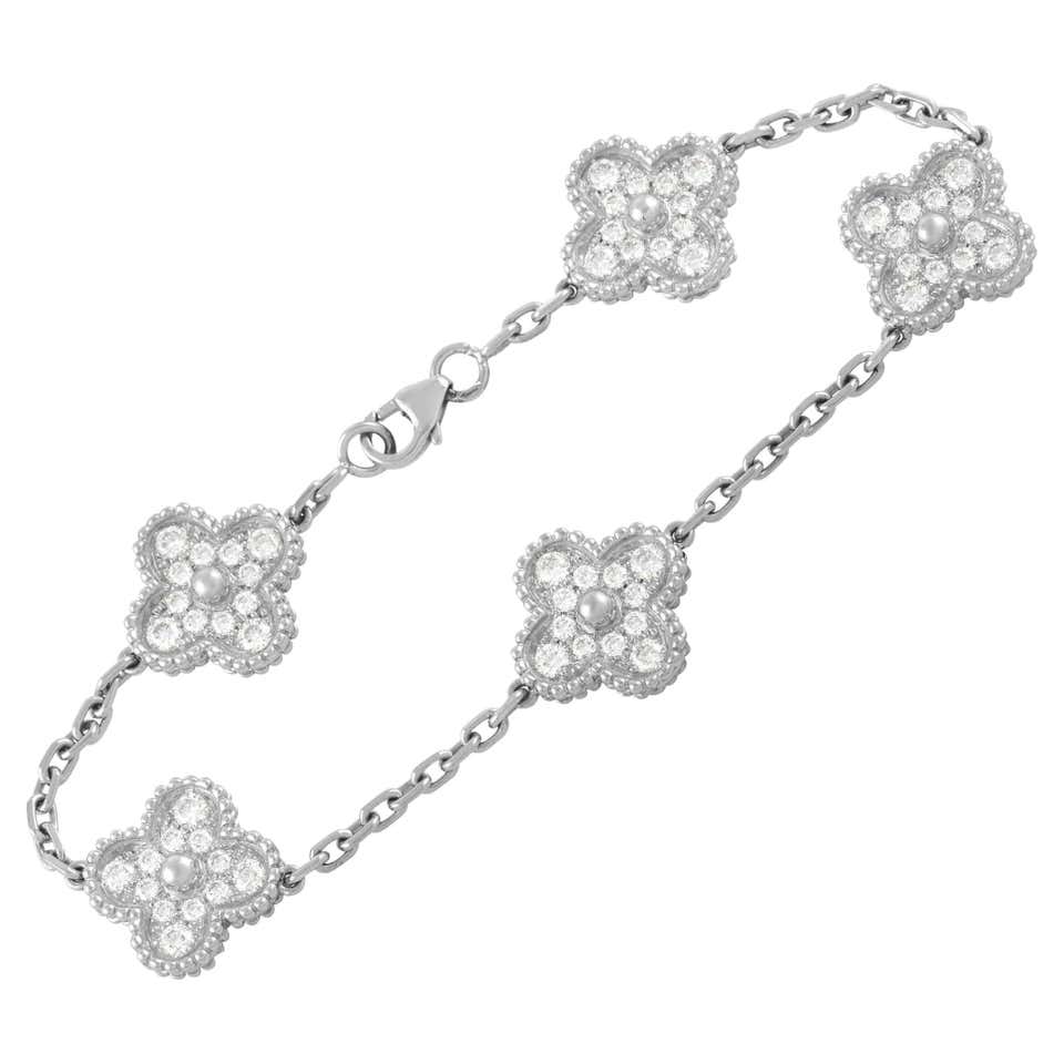 Vathtn Clthteef & Arpels Diamond White Gold Vintage Alhambra Bracelet
