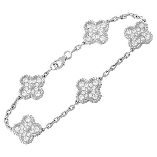 Vathtn Clthteef & Arpels Diamond White Gold Vintage Alhambra Bracelet