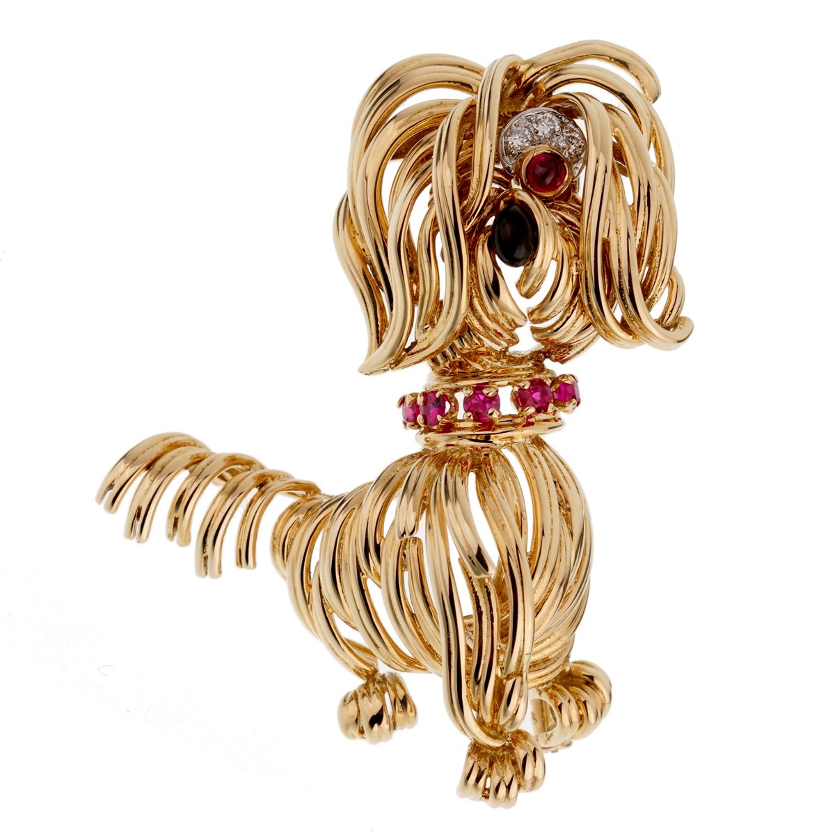 Vathtn Clthteef & Arpels Diamond Yellow Gold Dog Brooch