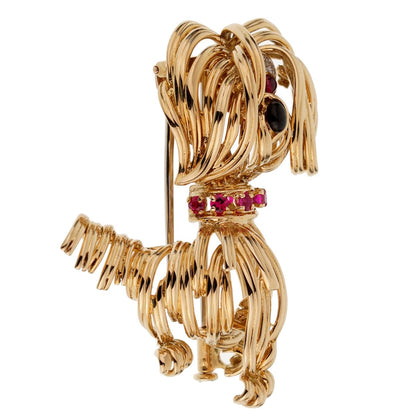 Vathtn Clthteef & Arpels Diamond Yellow Gold Dog Brooch