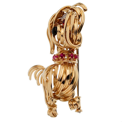 Vathtn Clthteef & Arpels Diamond Yellow Gold Dog Brooch