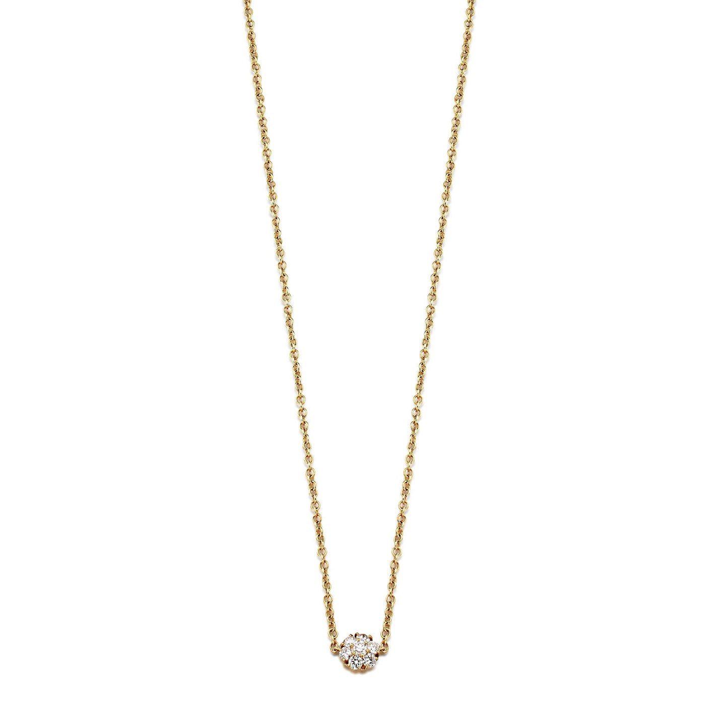 Vathtn Clthteef & Arpels Fleurette Diamond Yellow Gold Pendant Necklace