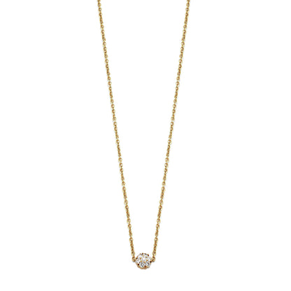 Vathtn Clthteef & Arpels Fleurette Diamond Yellow Gold Pendant Necklace