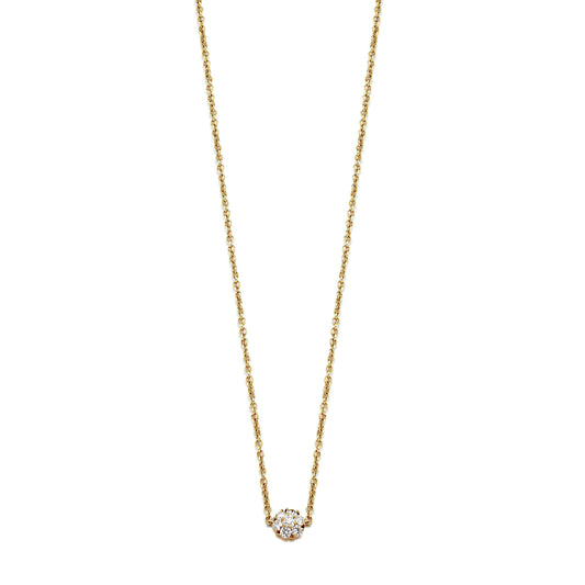 Vathtn Clthteef & Arpels Fleurette Diamond Yellow Gold Pendant Necklace