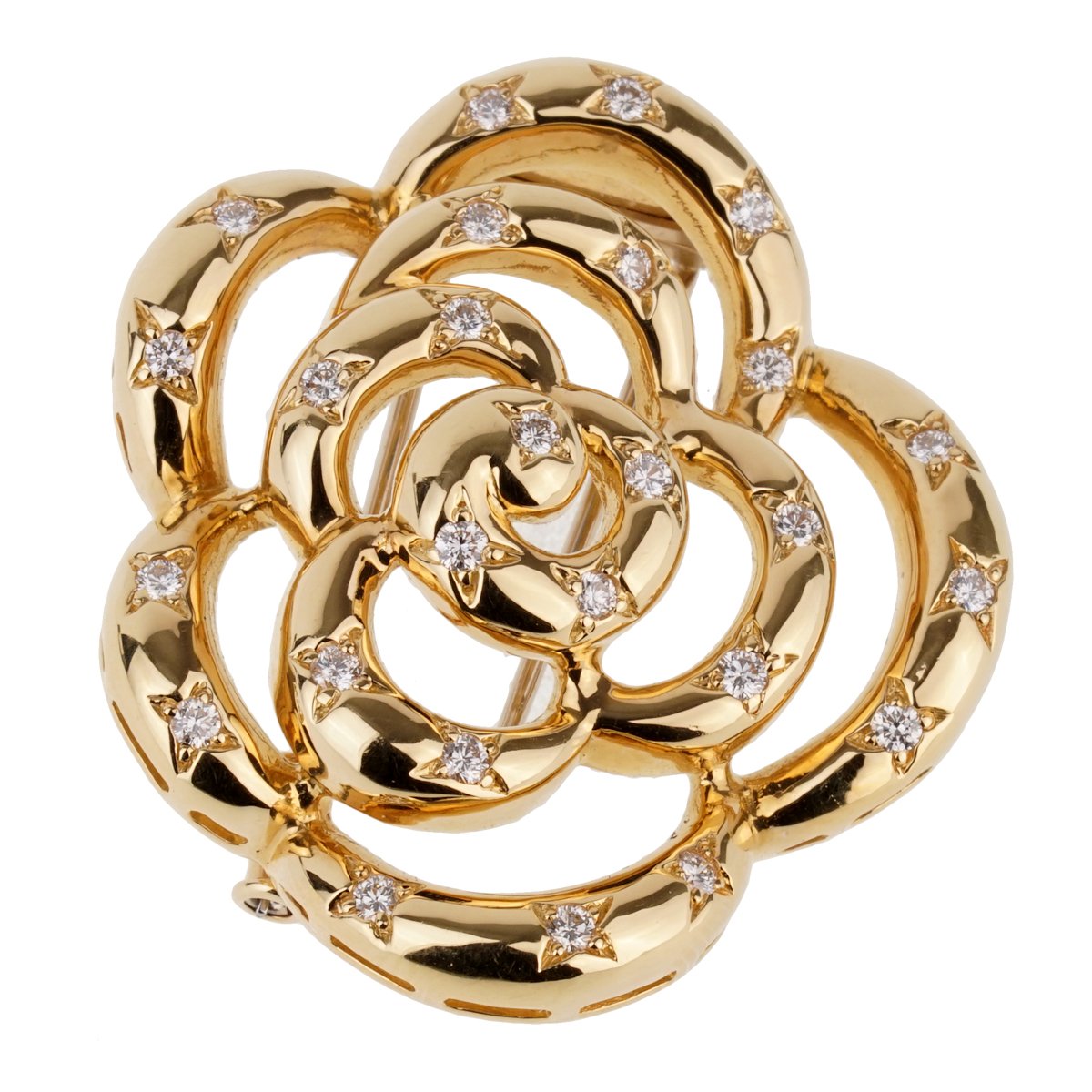 Vathtn Clthteef Arpels Flower Diamond Gold Brooch
