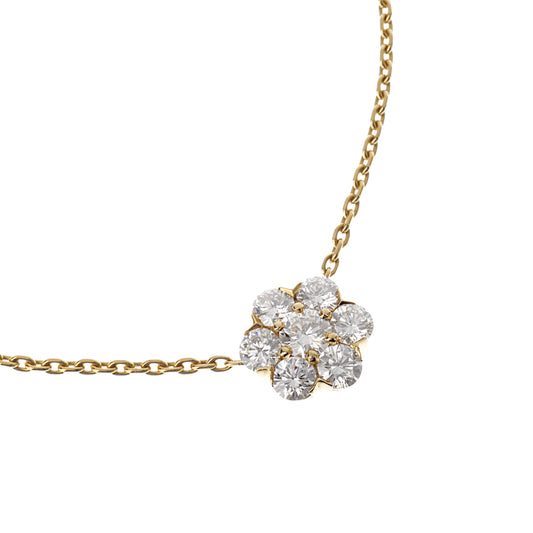Vathtn Clthteef & Arpels Fleurette Diamond Pendant 18k Yellow Gold Necklace