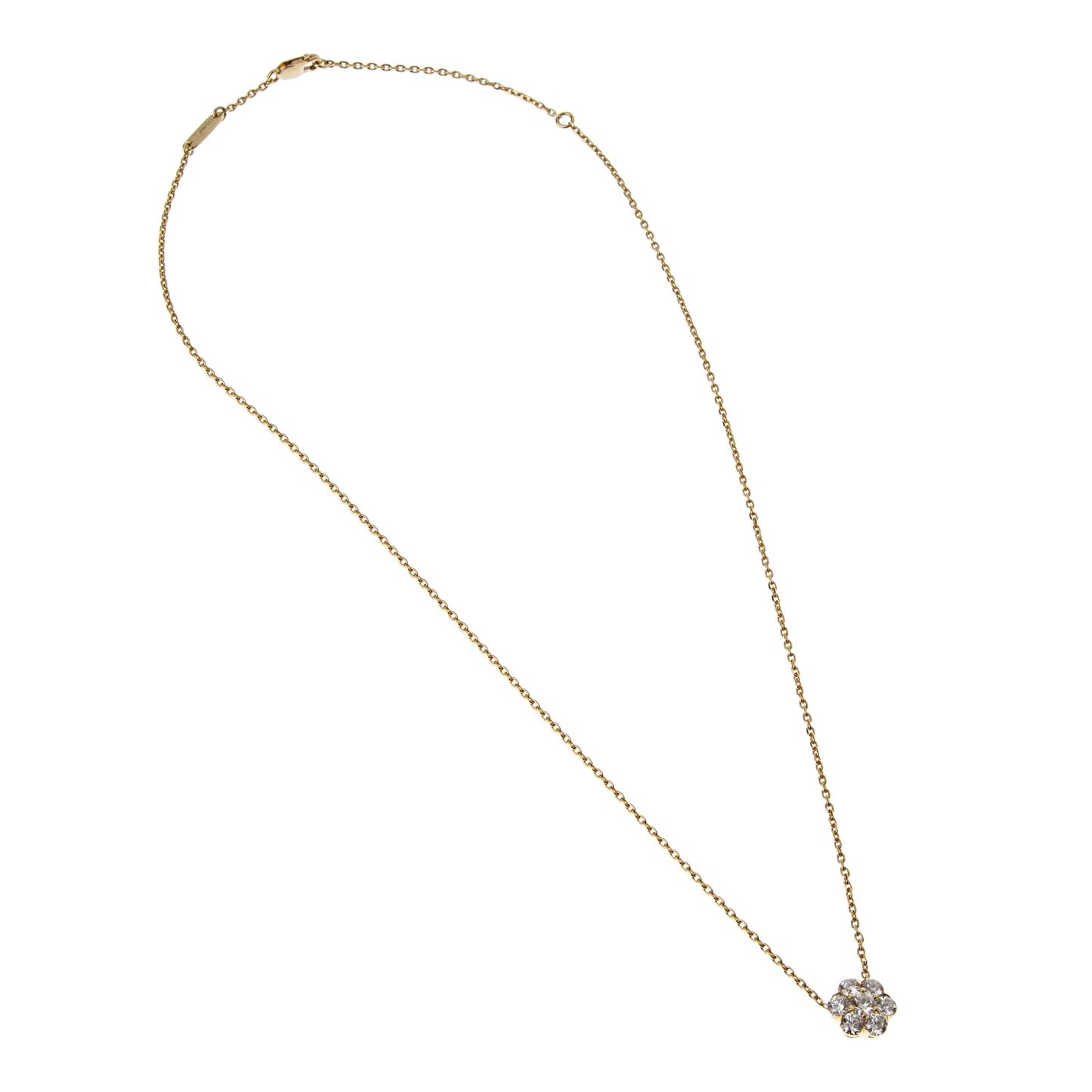 Vathtn Clthteef & Arpels Fleurette Diamond Pendant 18k Yellow Gold Necklace