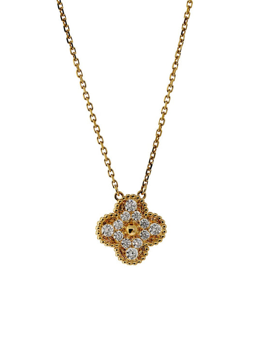 Vathtn Clthteef & Arpels Gold Diamond Vintage Alhambra Necklace