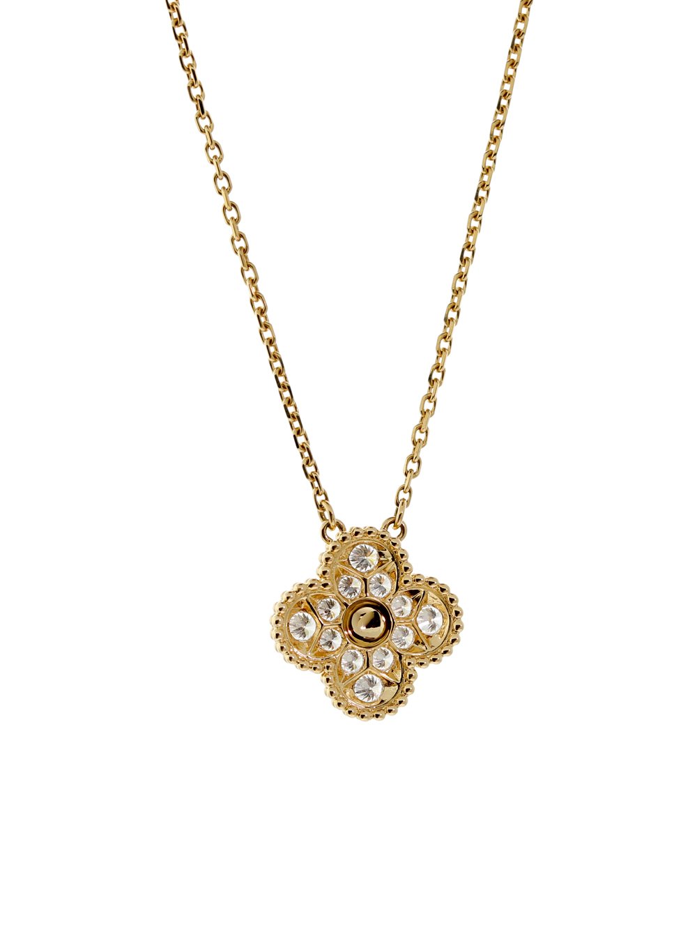 Vathtn Clthteef & Arpels Gold Diamond Vintage Alhambra Necklace
