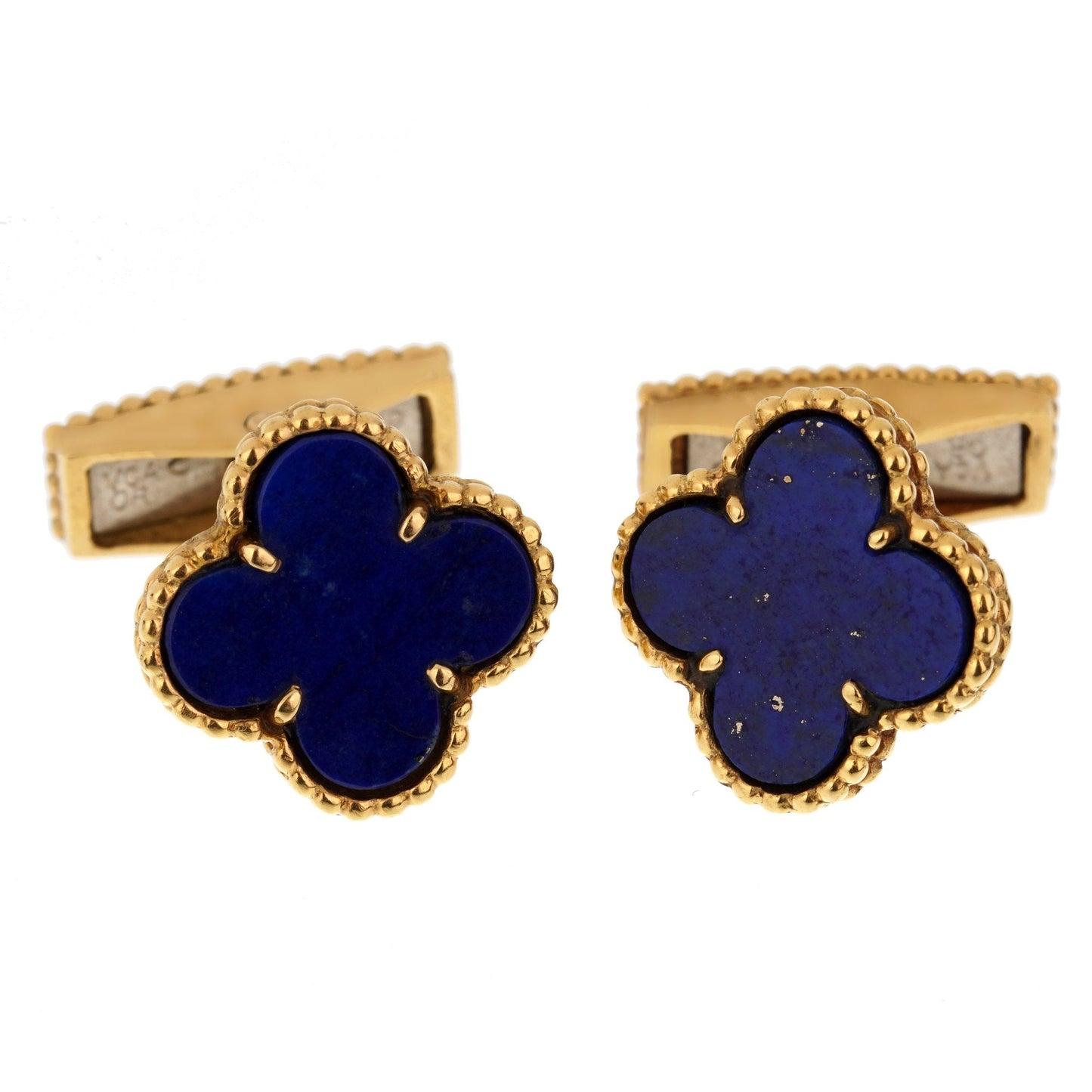 Vathtn Clthteef Arpels Lapis Alhambra Yellow Gold Cufflinks