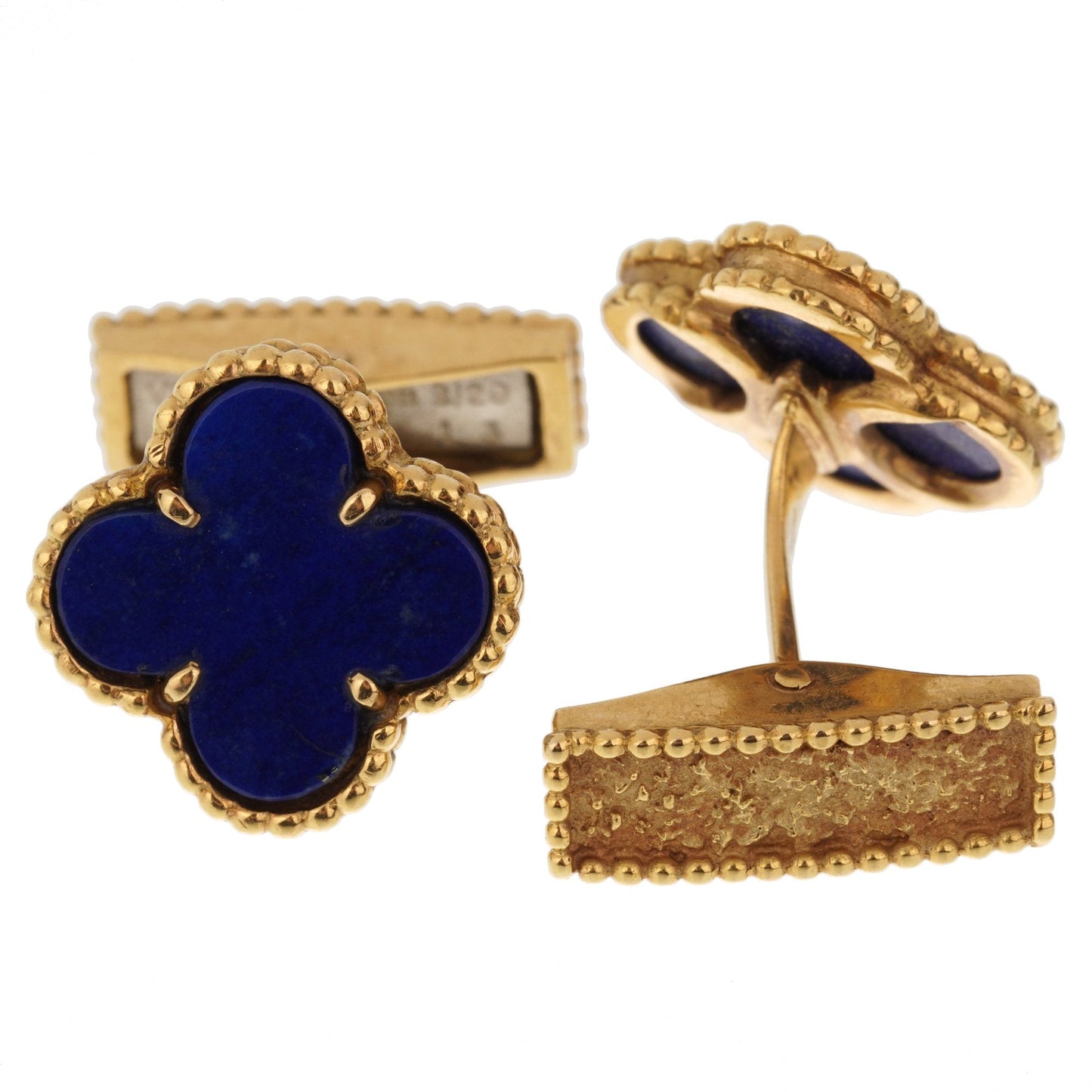 Vathtn Clthteef Arpels Lapis Alhambra Yellow Gold Cufflinks