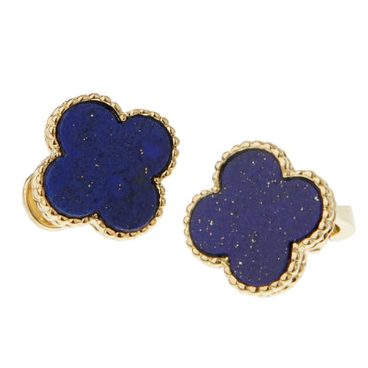 Vathtn Clthteef & Arpels Lapis Lazulli Vintage Alhambra Gold Earrings