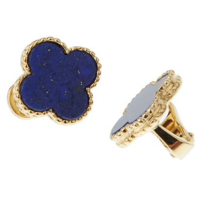 Vathtn Clthteef & Arpels Lapis Lazulli Vintage Alhambra Gold Earrings
