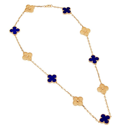 Vathtn Clthteef & Arpels Lapis Limited Edition Gold Necklace