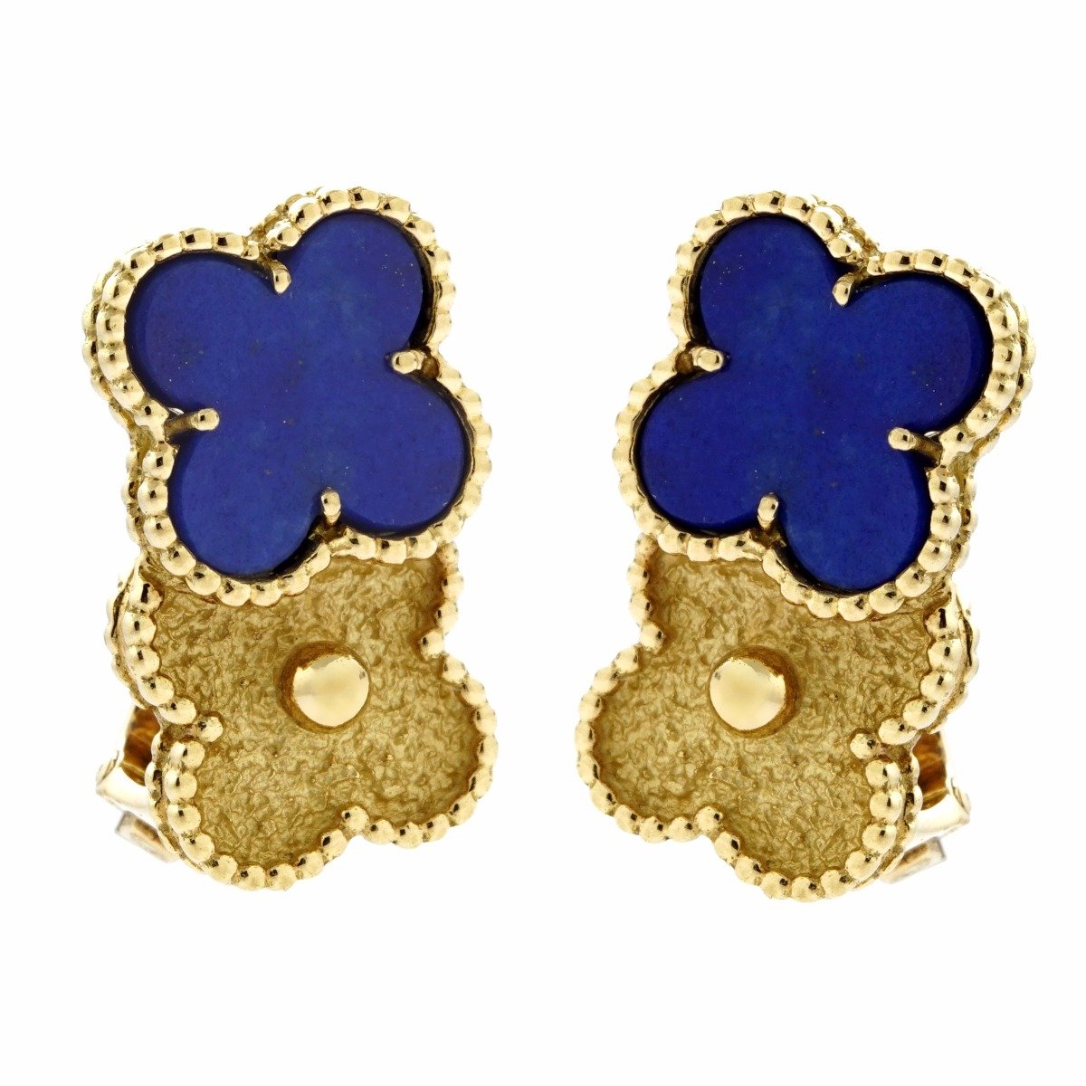 Vathtn Clthteef & Arpels Lapis Vintage Alhambra Earrings