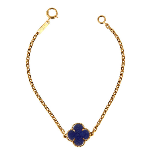 Vathtn Clthteef & Arpels Lapis Vintage Alhambra Gold Bracelet