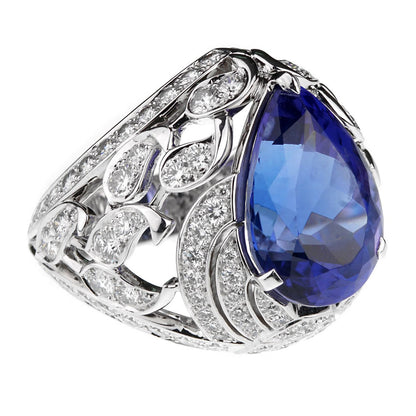 Vathtn Clthteef & Arpels Les Jardins 18k White Gold Tanzanite & Diamond Suite