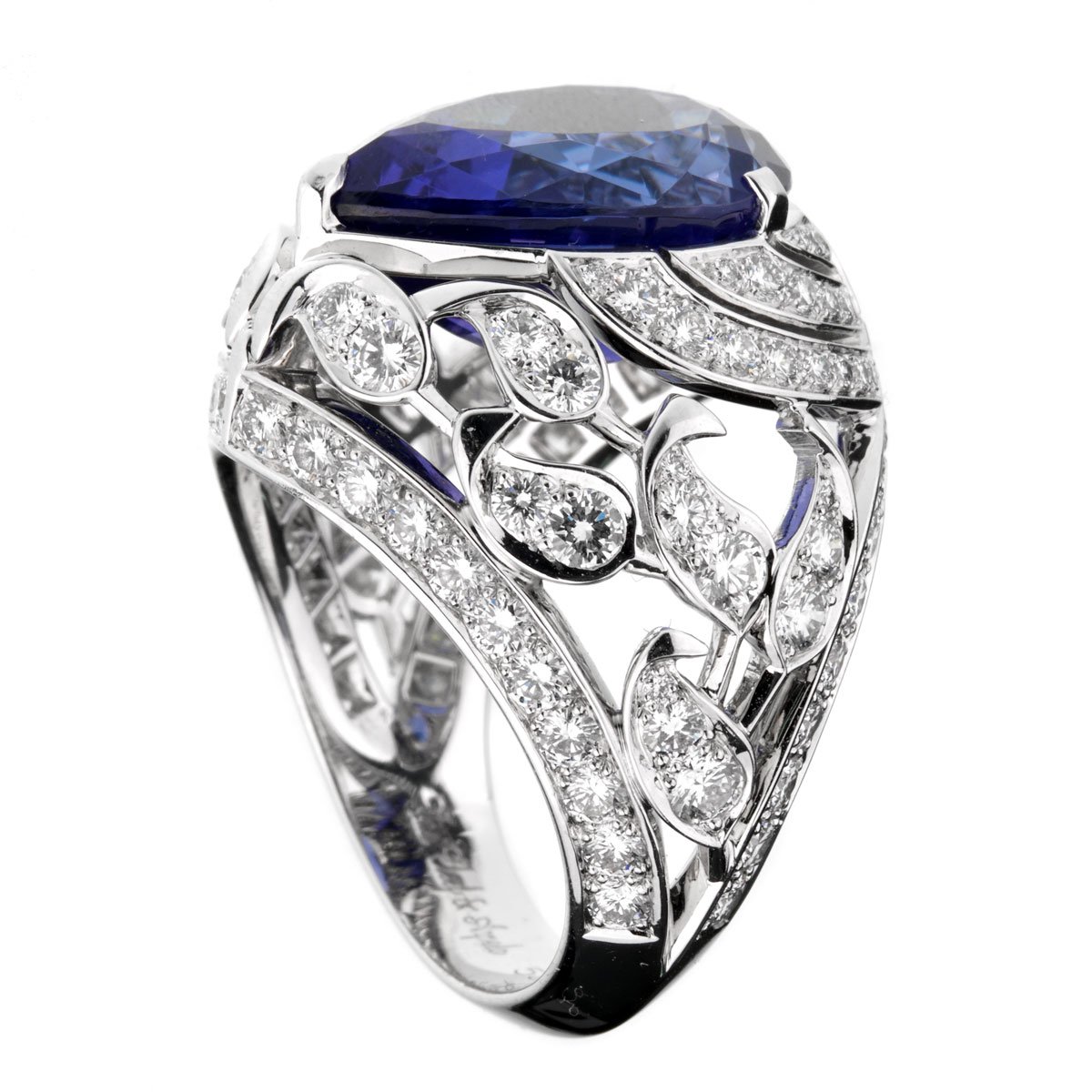 Vathtn Clthteef & Arpels Les Jardins 18k White Gold Tanzanite & Diamond Suite