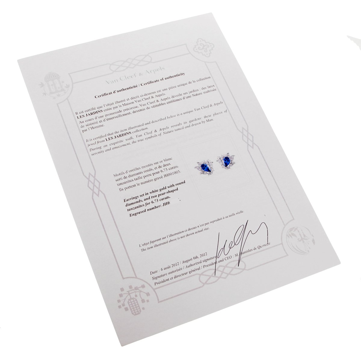 Vathtn Clthteef & Arpels Les Jardins 18k White Gold Tanzanite & Diamond Suite