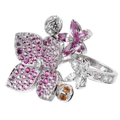 Vathtn Clthteef Arpels Melia Pink Sapphire Diamond Floral Motif Ring