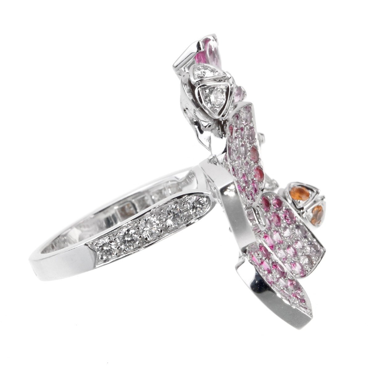 Vathtn Clthteef Arpels Melia Pink Sapphire Diamond Floral Motif Ring