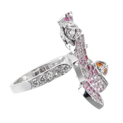 Vathtn Clthteef Arpels Melia Pink Sapphire Diamond Floral Motif Ring