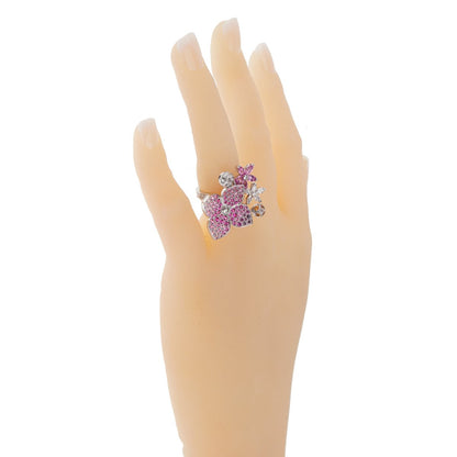 Vathtn Clthteef Arpels Melia Pink Sapphire Diamond Floral Motif Ring
