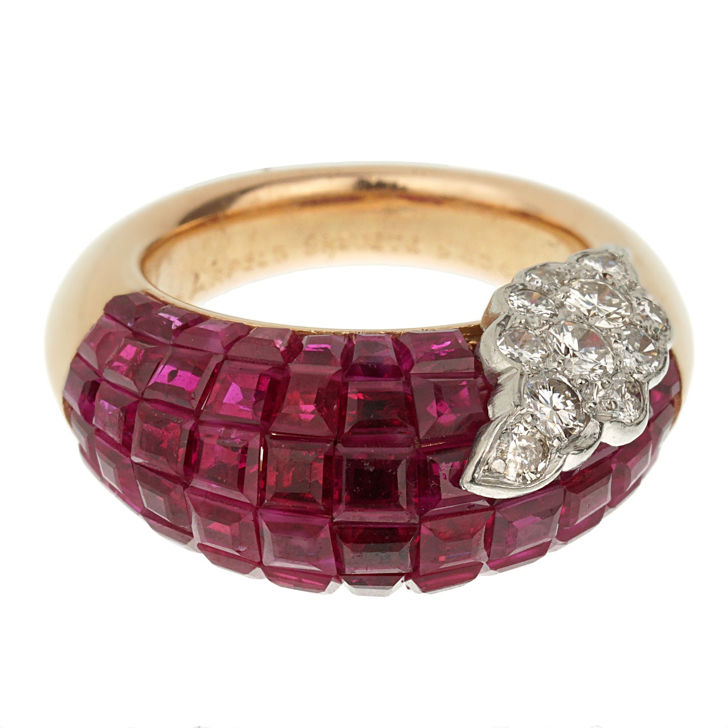 Vathtn Clthteef & Arpels Mystery Ruby Diamond French Cocktail Ring Sz 4