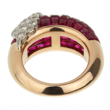 Vathtn Clthteef & Arpels Mystery Ruby Diamond French Cocktail Ring Sz 4