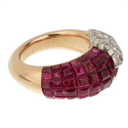Vathtn Clthteef & Arpels Mystery Ruby Diamond French Cocktail Ring Sz 4
