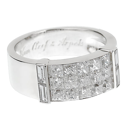 Vathtn Clthteef & Arpels Mystery Set Diamond 18k White Gold Cocktail Ring