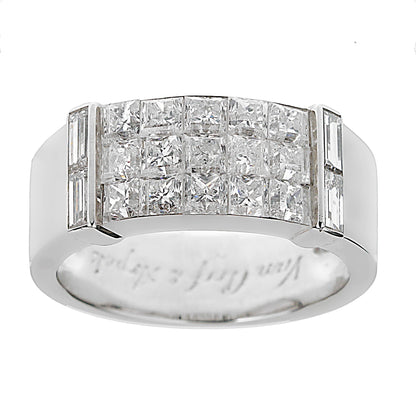 Vathtn Clthteef & Arpels Mystery Set Diamond 18k White Gold Cocktail Ring